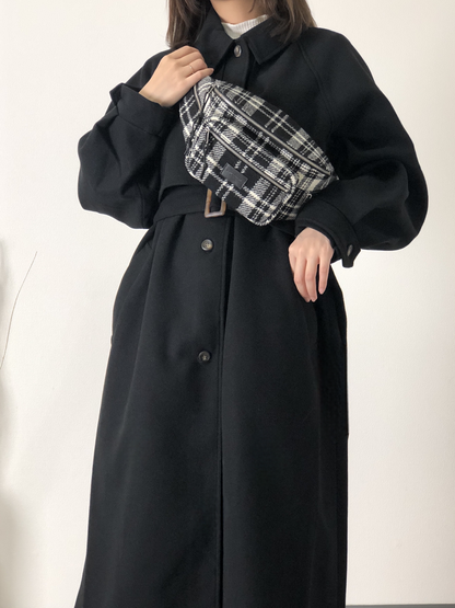 SAINTLAURENT PARIS Fabric Sling Bag Black White Vintage y3fayf