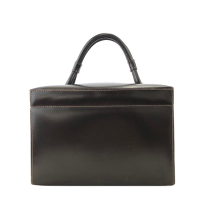 LOEWE Anagram Metal Closure Leather Vanity bag Box bag Brown Vintage j4pwks