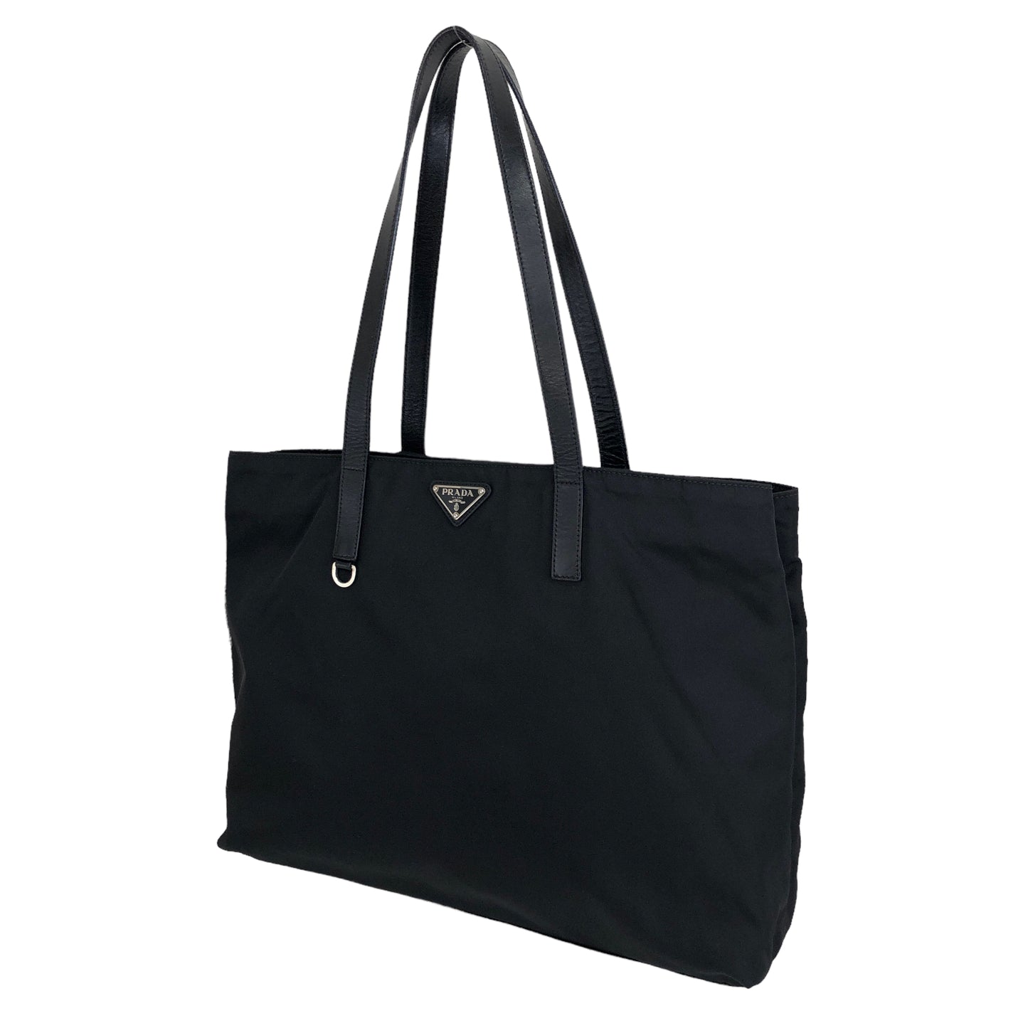 PRADA Triangle Logo Nylon Handbag Totebag Black Vintage kgp4bg