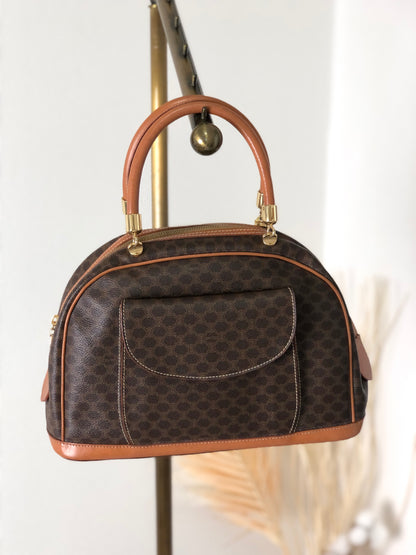 CELINE Macadam  PVC Leather Handbag Brown Vintage 3jzxwt