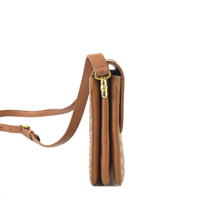CELINE Macadam Blason Crossbody Shoulder bag Beige Vintage 3ucgmn