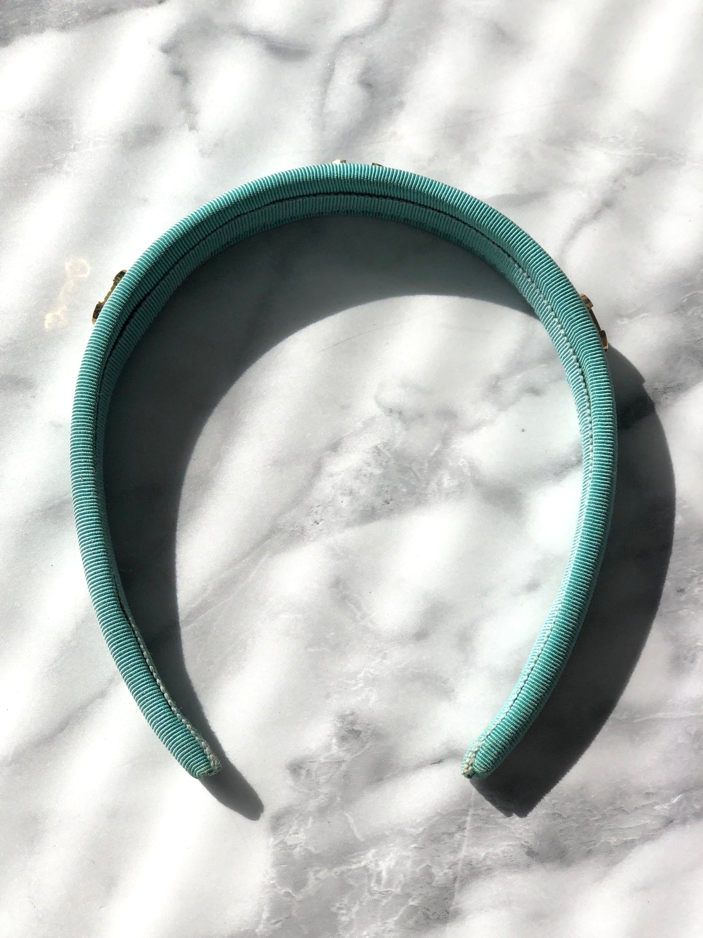 CELINE Horse Bit Fabric headband mint green Vintage 5c8ice