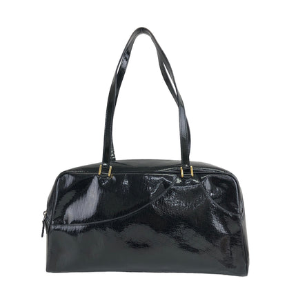 Christian Dior Trotter Patent Leather Small Boston bag Shoulder bag Black Vintage 4rr6sd