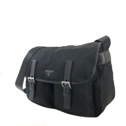 PRADA Triangle Logo Nylon Shoulder bag Black Vintage rm8y87