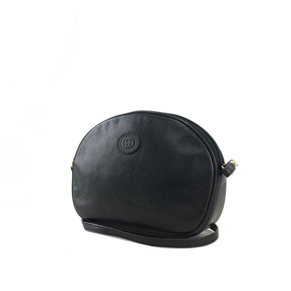 GUCCI GG Logo Leather Round Shoulder bag Black Vintage jgay4g