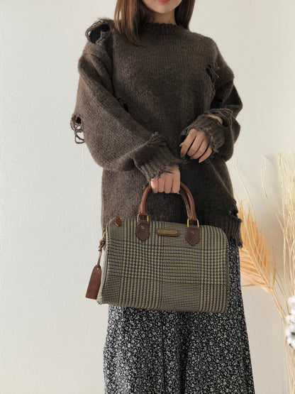 RALPH LAUREN Leather Small Boston bag Handbag Brown Vintage epcyi6