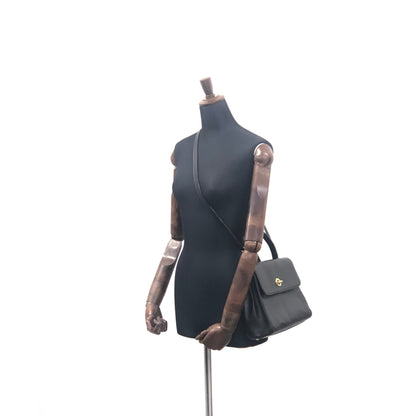 CELINE 扣環皮革雙向手提包單肩包黑色復古 g8ng5z 