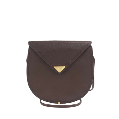 Yves Saint Laurent YSL Logo Leather Shoulder bag Brown Vintage  h4j3va