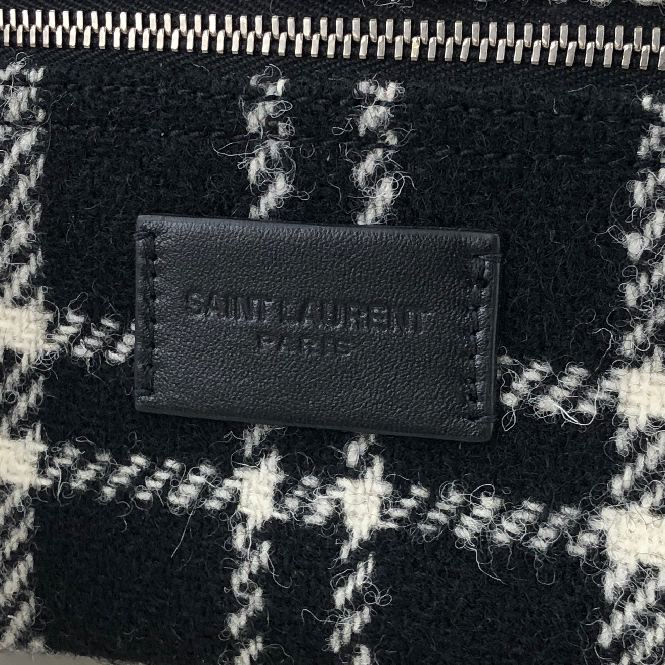 SAINTLAURENT PARIS Fabric Sling Bag Black White Vintage y3fayf