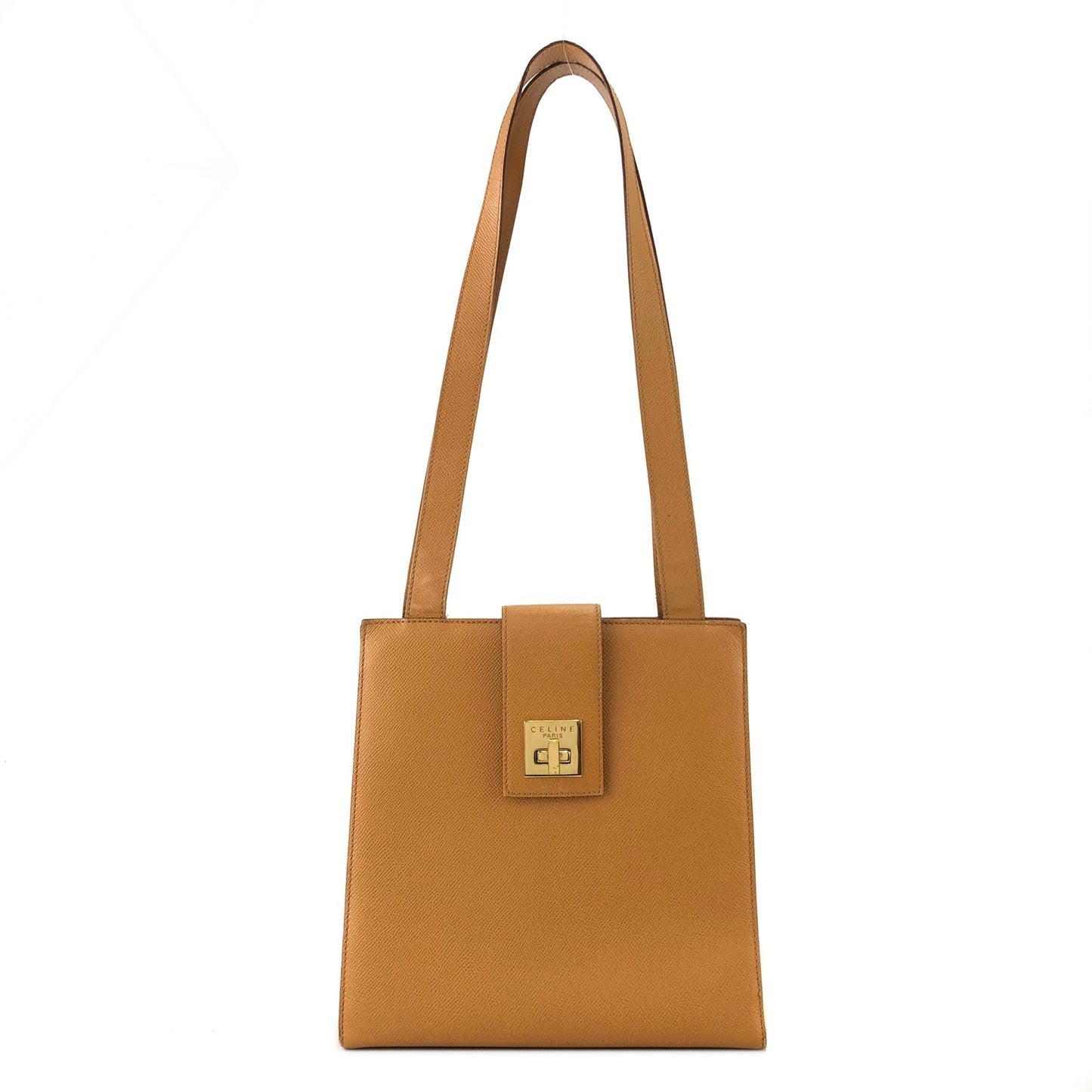 CELINE Turn Lock Leather Totebag Camel Vintage m8wr5m