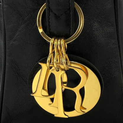 Christian Dior Logo Charm Leather Crossbody Shoulder bag Black Vintage gyuw6k