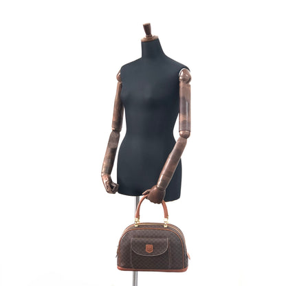 CELINE Macadam Blason Leather Handbag Brown Vintage b87m64