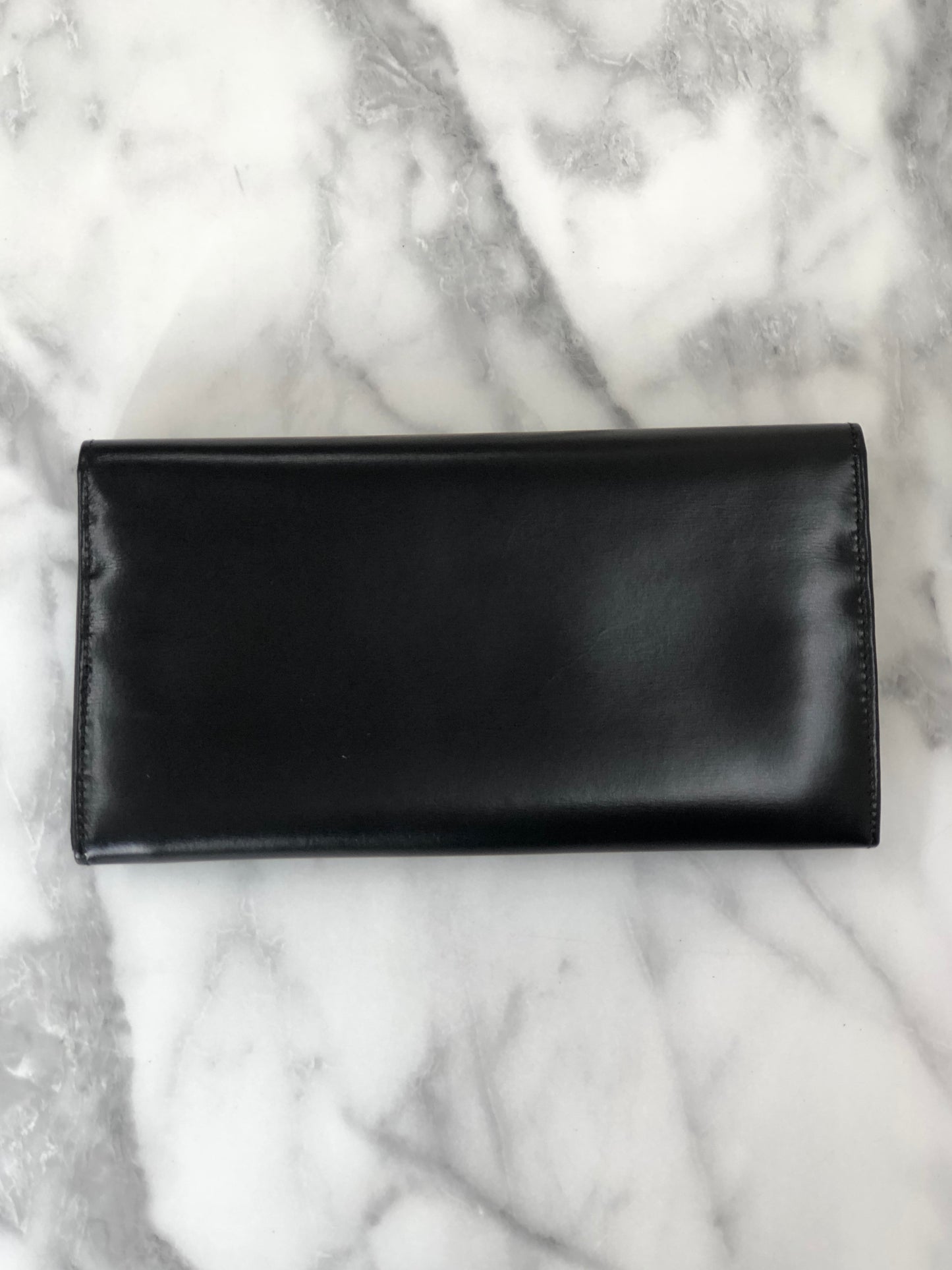 CELINE Gancini Leather Clasp Wallet Black pis8u7