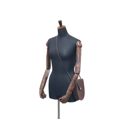 Yves Saint Laurent YSL Logo Leather Shoulder bag Brown Vintage  h4j3va