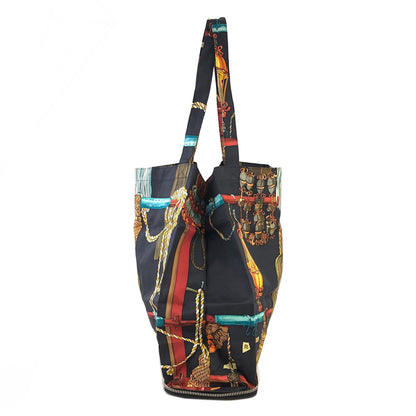 HERMES Silk Foldable Eco Silky Pop Totebag Black Vintage 7ztzeb