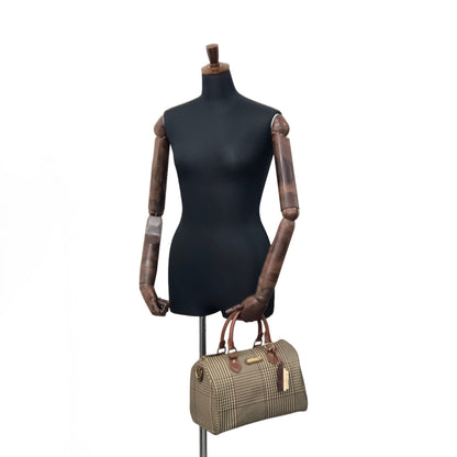 RALPH LAUREN Glen Check Handbag Boston bag Brown Vintage mgcf5g