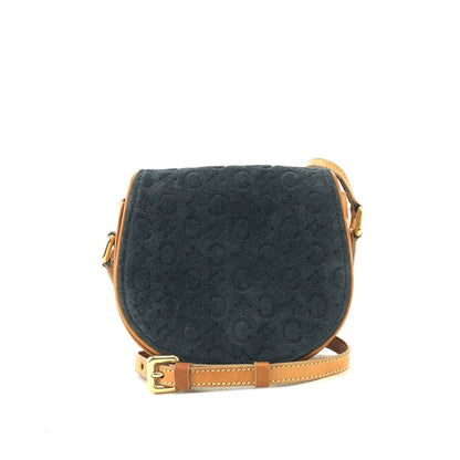 CELINE C macadam Round  Suede Leather Small Crossbody Shoulder bag Minibag Navy Vintage ugm55g