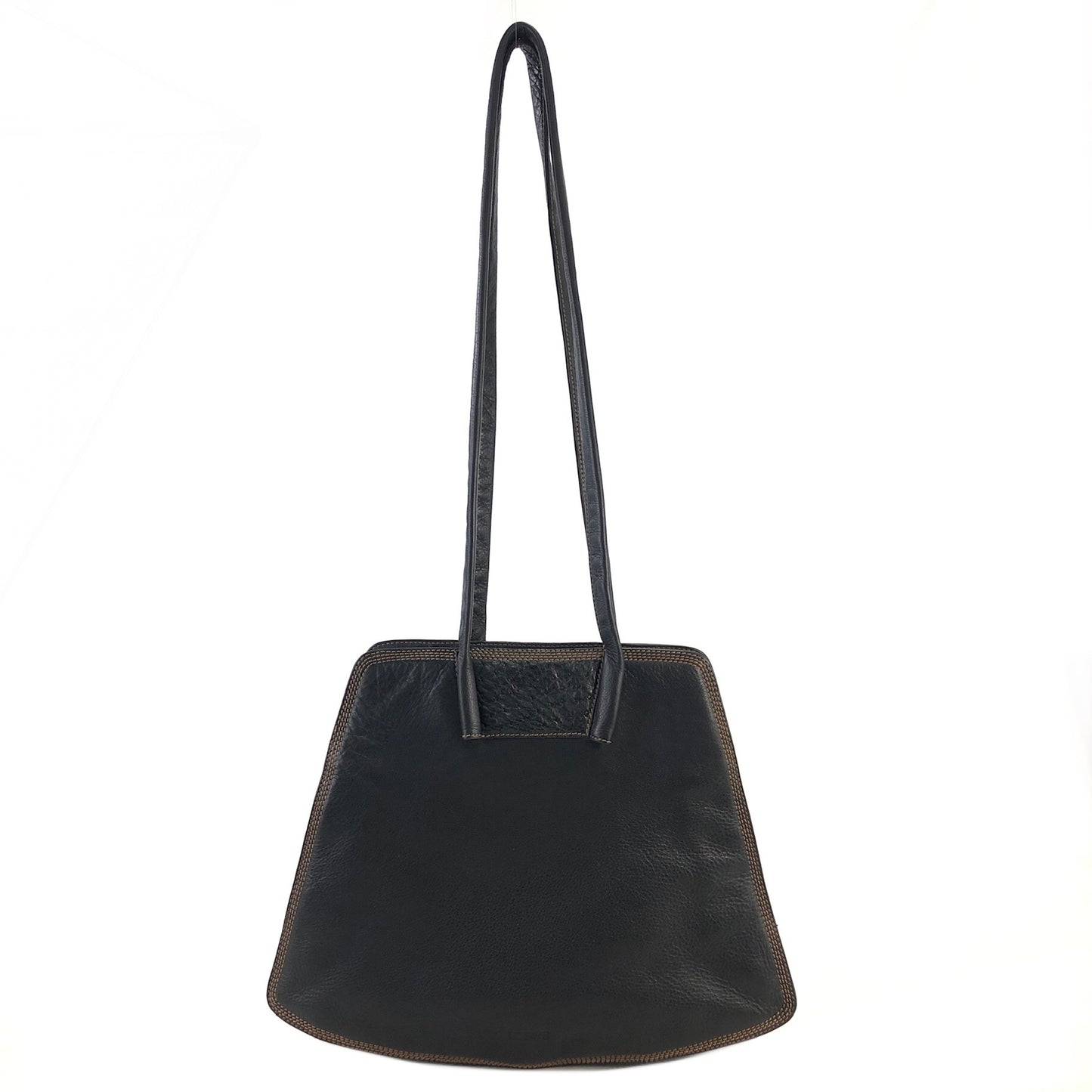 LOEWE Logo Ostrich Leather Shoulder bag Black Vintage hgaig4