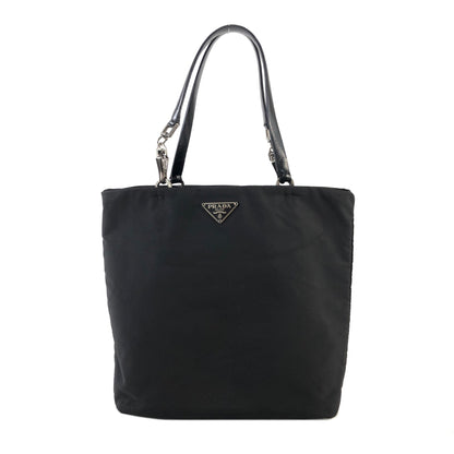 PRADA Triangle Logo Nylon Handbag Black Vintage v542yk