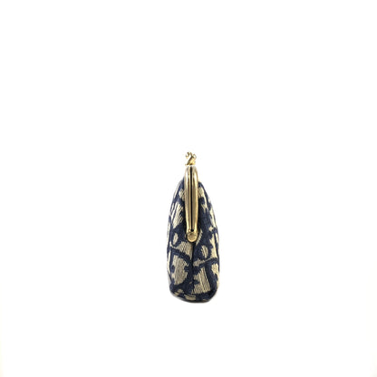 Christian DIor Trotter 提花手拿包 海軍藍 復古 rj622u