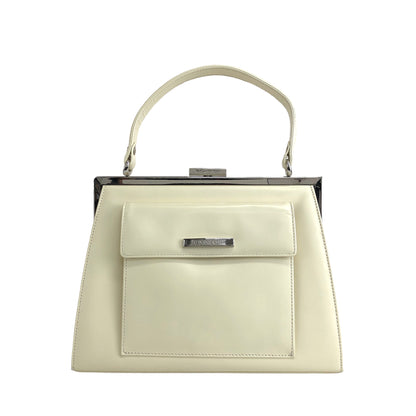 Yves Saint Laurent Logo Leather Handbag Beige Vintage brtxwd