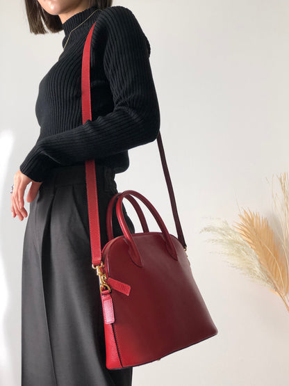 CELINE 皮革兩用手提包單肩包紅色復古 kpakv5 