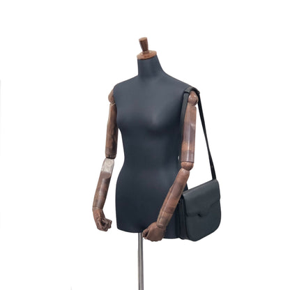 Yves Saint Laurent YSL Logo Leather Shoulder bag Black Vintage 4jenk5