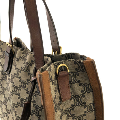 CELINE Blason Canvas Leather Totebag Brown Vintage 28perr