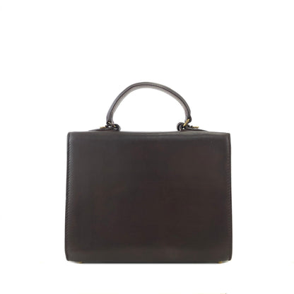 PRADA Metal Closure Leather Two-way Handbag Crossbody Shoulder bag Brown Vintage jejvki