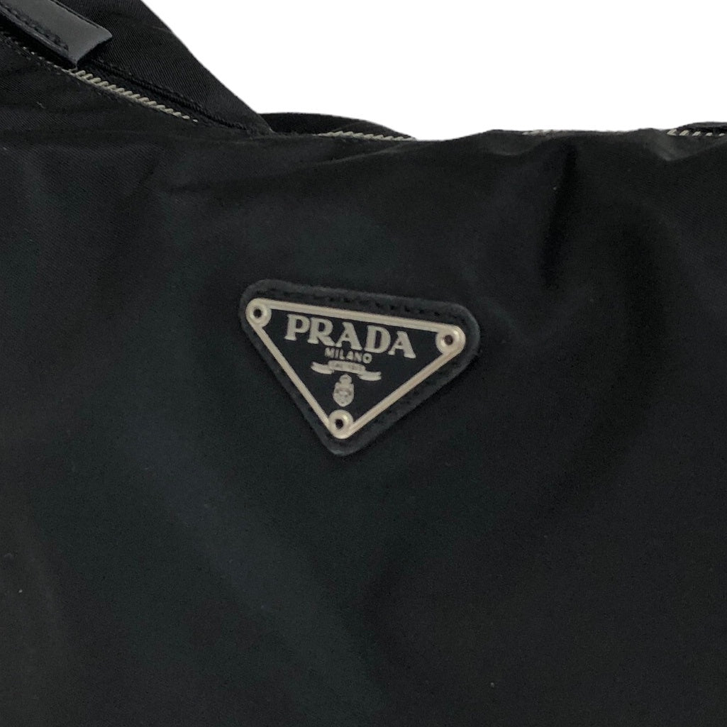 PRADA Triangle Logo Nylon Leather Shoulder bag Hobobag Black Vintage rmzvdu