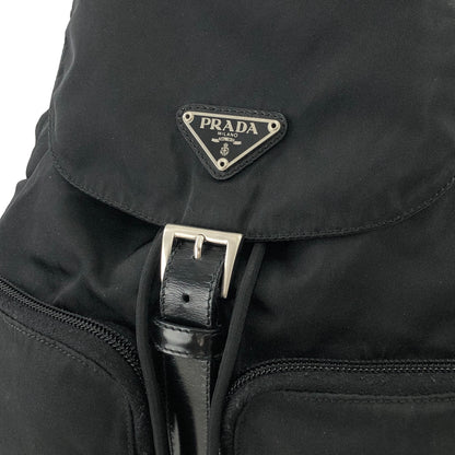 PRADA Triangle Logo Nylon Backpack Black Vintage f4v6fg