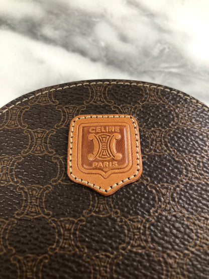 CELINE Macadam Blason Coin Purse Brown Vintage 223kww