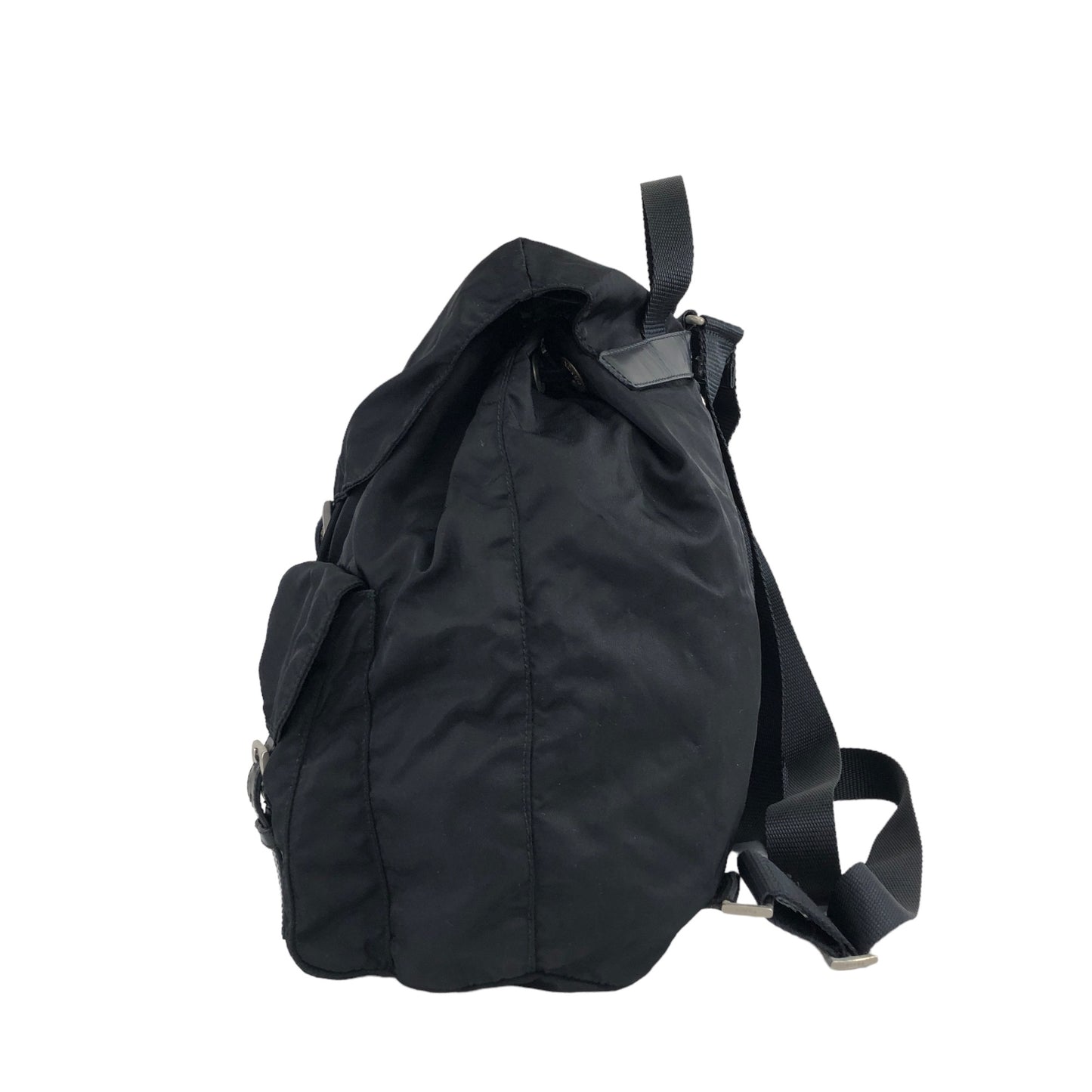 PRADA Triangle Logo Double Pocket Nylon Backpack Black Vintage 7gwefm