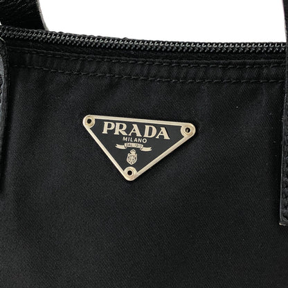 PRADA Triangle Logo Nylon Handbag Black Vintage hdamrs
