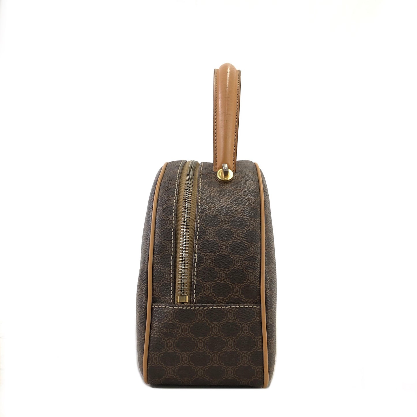 CELINE Macadam Blason Leather Two-way Handbag Shoulder bag Brown Vintage hzumnt