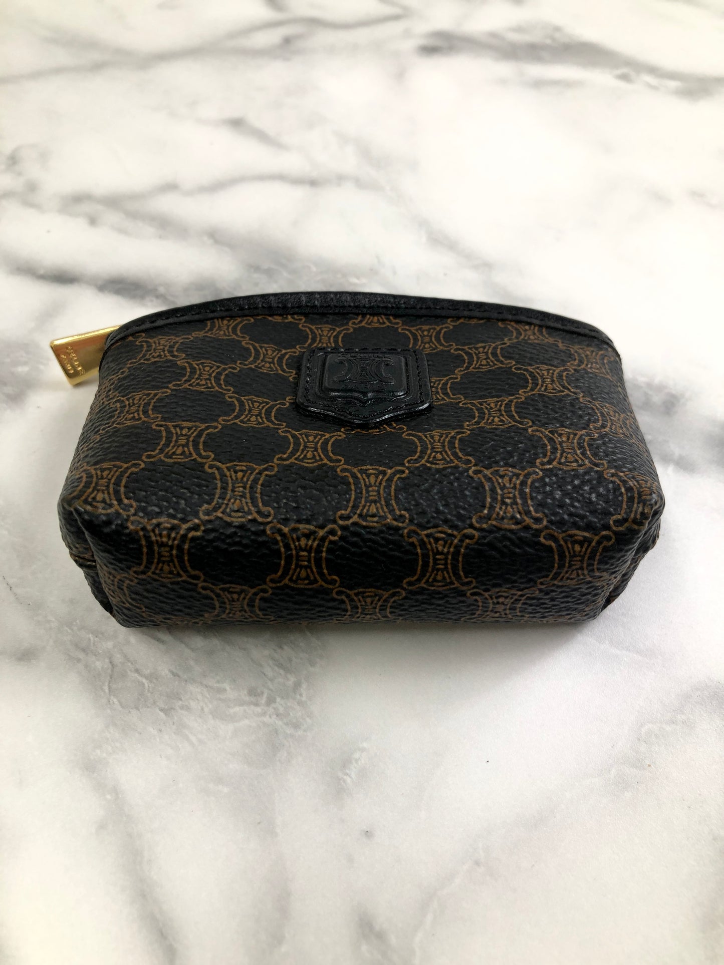 CELINE Macadam Blason Coin Purse Black Vintage uykhvv