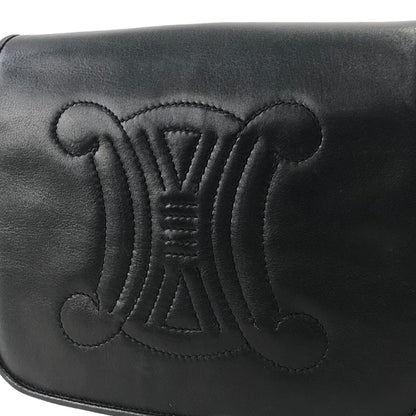 CELINE Triomphe Flap Chain Shoulder Leather Shoulder bag Black Vintage grdgz7