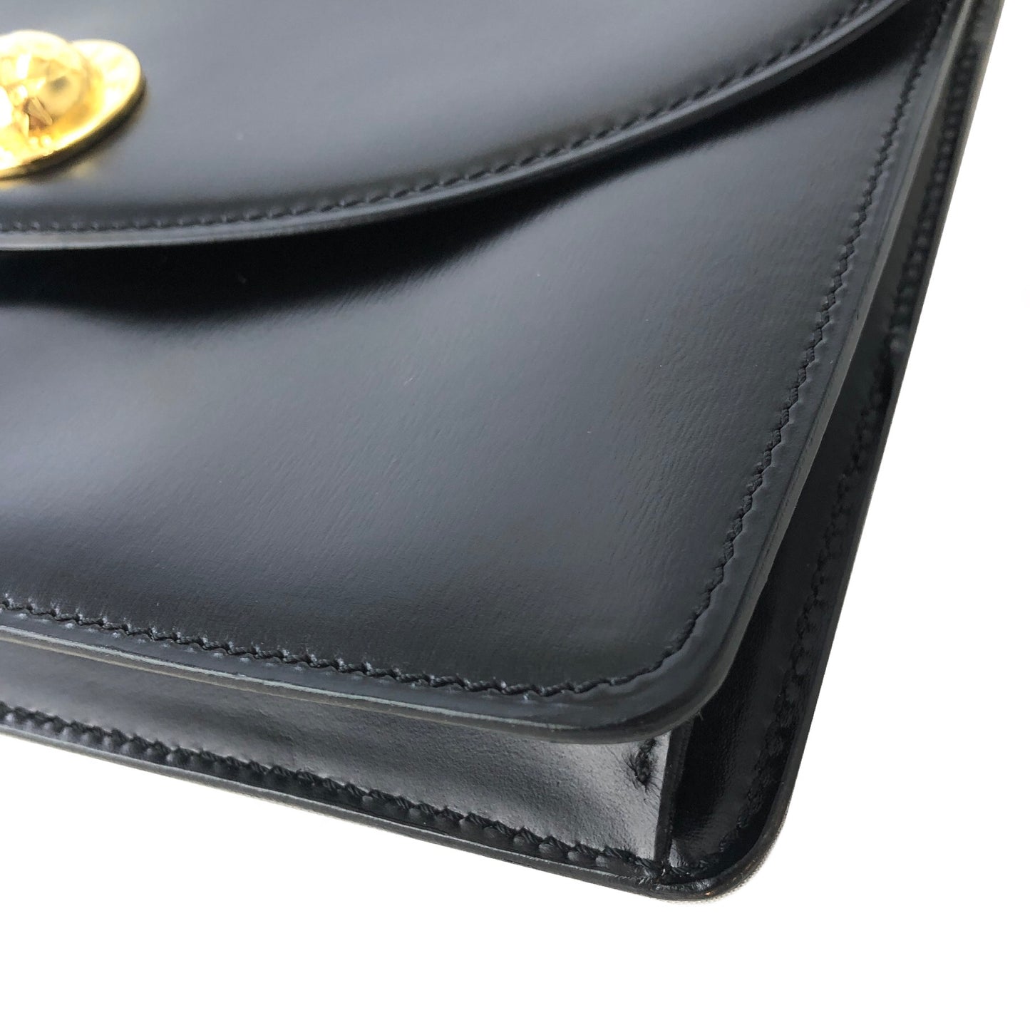 CELINE Starball Chain Leather Crossbody Shoulder Bag Black Vintage ive3ra