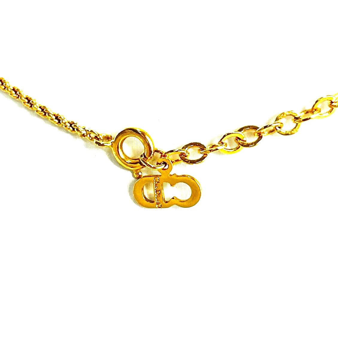 Christian Dior CD Logo Circle Necklace Gold Vintage pbsikz