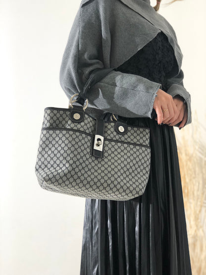CELINE Blason Triomphe 圖案手提包托特包黑色復古舊 Celine eeg8mp