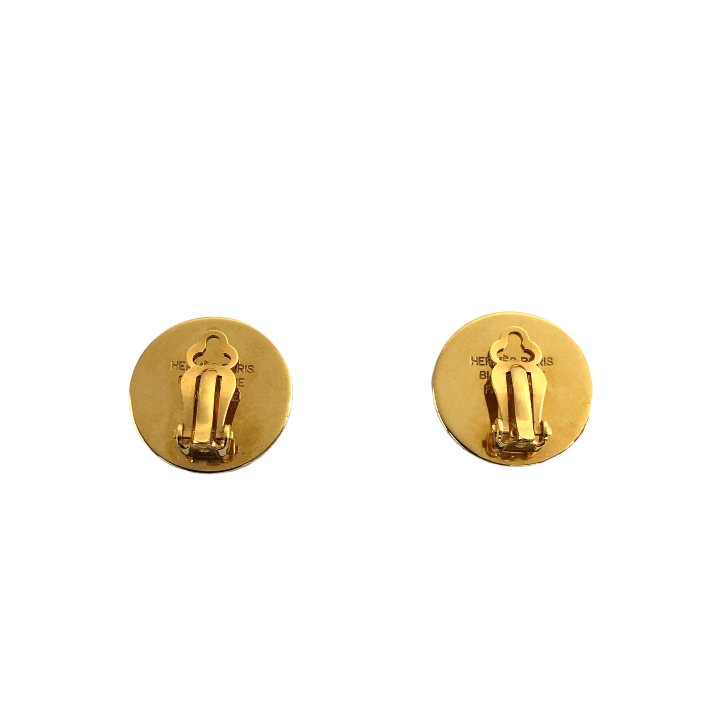 HERMES Serie Earrings Gold Vintage 368t22
