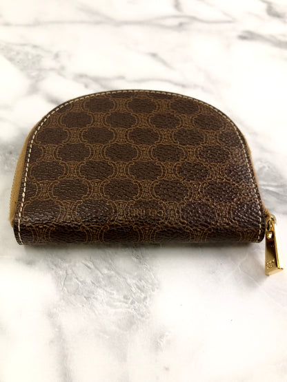 CELINE Macadam Blason Coin Purse Brown Vintage 223kww