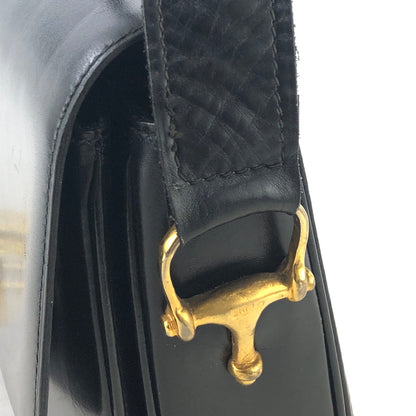 CELINE 馬銜扣皮革斜背包 黑色復古 p25eua 