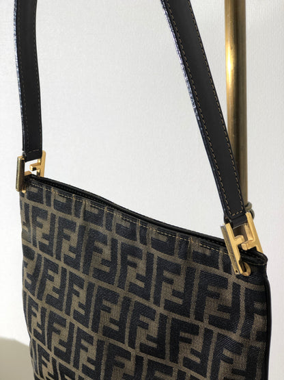 FENDI Zucca Jacquard Leather Shoulder bag Brown Vintage nxiyf3