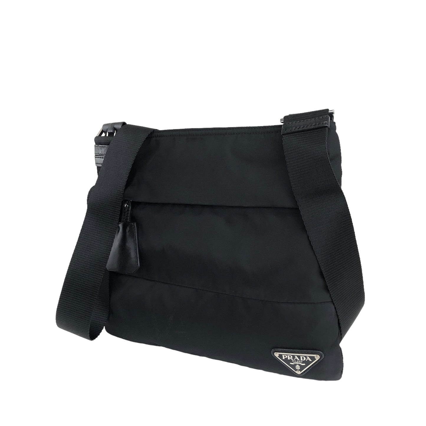 PRADA Triangle Logo Nylon Shoulder bag Black Vintage wsgkmh