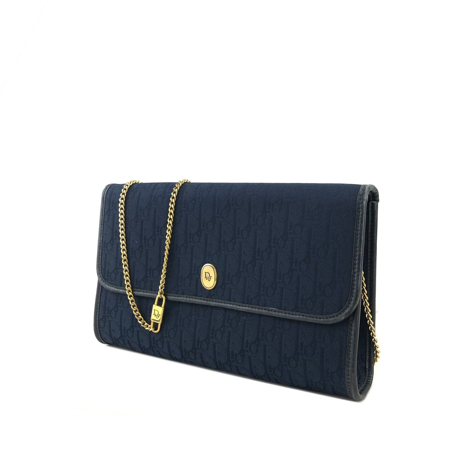 Dior, Bags, Vintage Dior Shoulder Bag Trotter Charm Pochette Navy Blue  Preloved