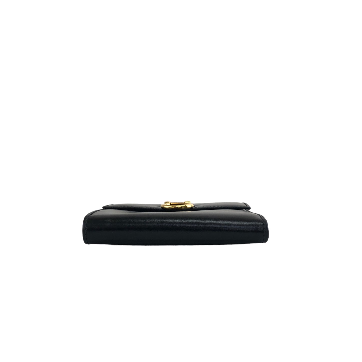 CELINE Gancini Leather Folded Wallet Black Vintage nnhbtg