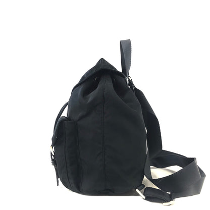 PRADA Triangle Logo Double Pocket Nylon Leather Backpack Black Vintage mkjw48