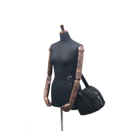 PRADA Triangle Logo Double Pocket Nylon Shoulder bag Black Vintage rnrirz