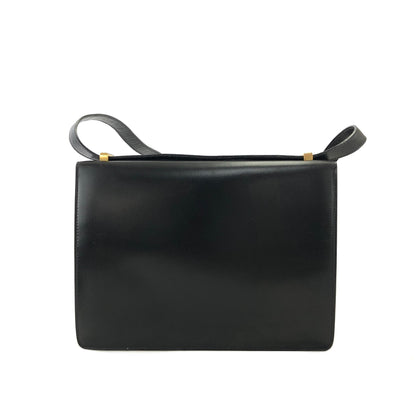 CELINE Gancini  Leather Crossbody Shoulder bag Black Vintage fiypr7